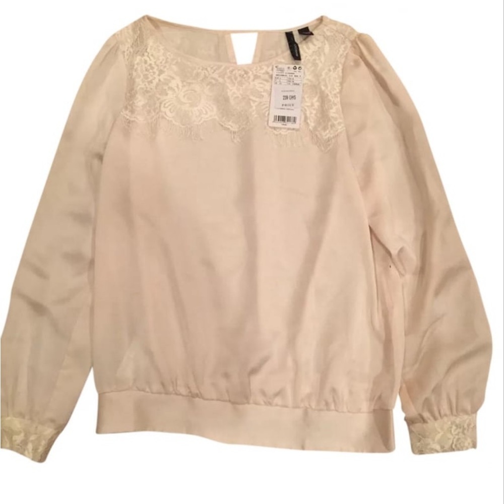 MANGO BNWT cream lace detail top sz8​